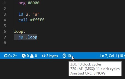 Intégration d'un assembleur Z80 dans VScode